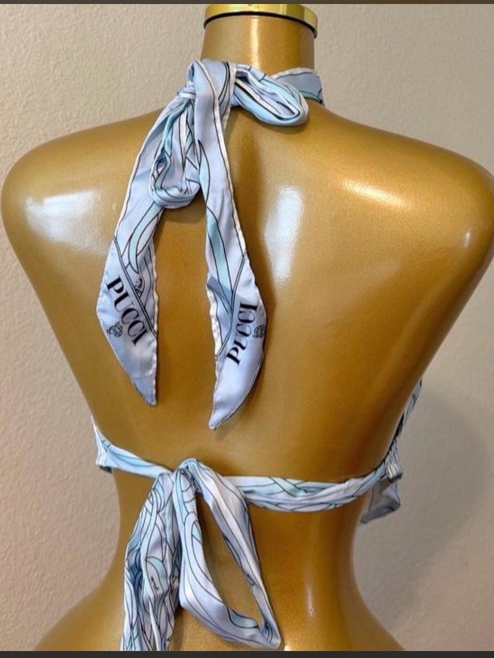 Emilio Pucci Light Blue and Aqua Halter Scarf Top Authenticated - Picture 2 of 2